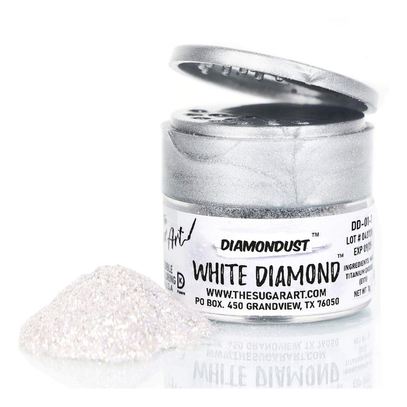 The Sugar Art – DiamonDust – Edible Glitter For Decorating Cakes  Cupcakes  Cake Pops  & More – Sprinkle on Sparkle and Luster to Sweets – Kosher  Food-Grade Coloring – White Diamond – 3 grams