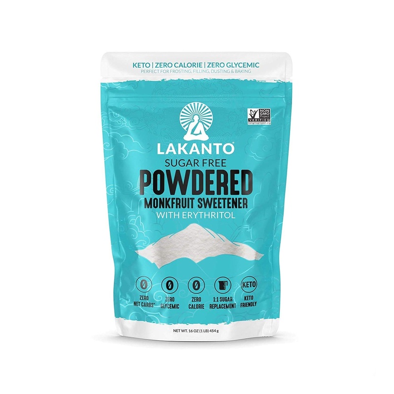 Lakanto Powdered Monk Fruit Sweetener – Zero Calorie Keto Sugar Substitute (1 lb)