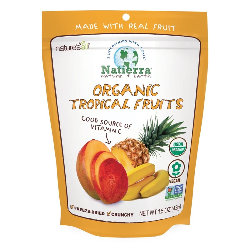 NATIERRA Nature’s All Foods Organic Freeze-Dried Tropical Fruits | Non-GMO & Vegan | 1.5 Ounce Bag Tropical Fruits 1.5 Ounce (Pack of 1)