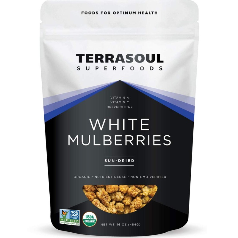 Terrasoul Superfoods Organic Sun-dried White Mulberries 2 Lbs (2 Pack) – Low Glycemic & Vitamin C Rich – 16 Ounce (Pack of 2)