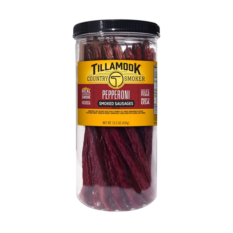 Tillamook Country Smoker Real Hardwood Smoked Pepperoni Sausages – 15.2 Ounce Jar (20 Count)