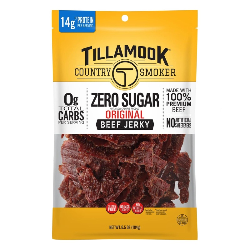 Tillamook Country Smoker Zero Sugar Beef Jerky Original – 6.5 oz | Keto Friendly