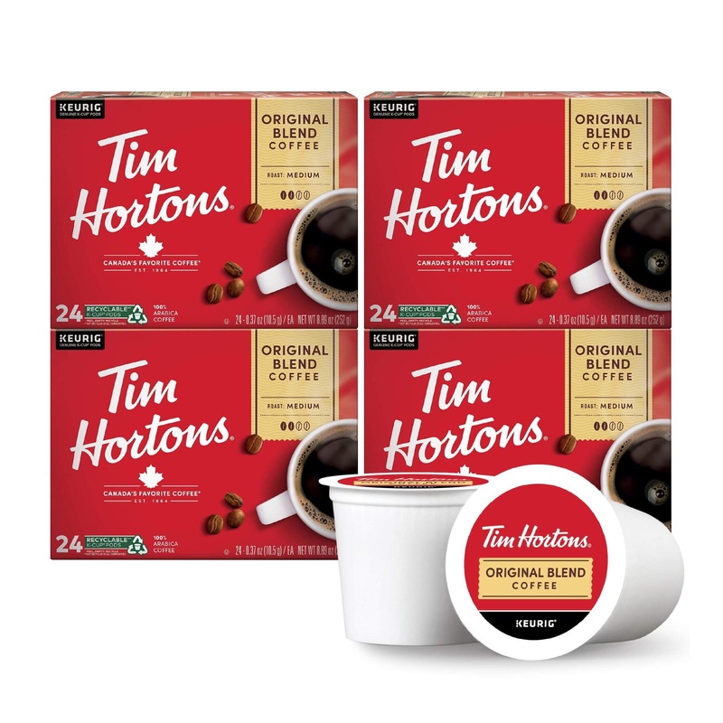 Tim Hortons Original Blend Medium Roast Coffee K-Cup Pods 96ct – Keurig Compatible, Red Original – Pack of 1