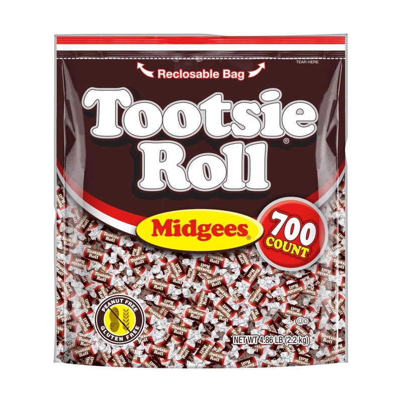 Tootsie Roll Chocolatey Twist Midgees Resealable Standup Bag Peanut Free Gluten Free original Mini Midgees 77.76 Ounce HALLOWEEN FAVORITE original 700 Count (Pack of 1)
