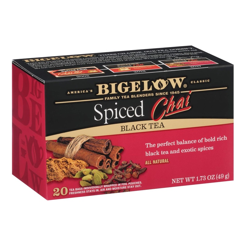 Bigelow Spiced Chai Black Tea – Caffeinated, 120 Tea Bags (6 Packs of 20)