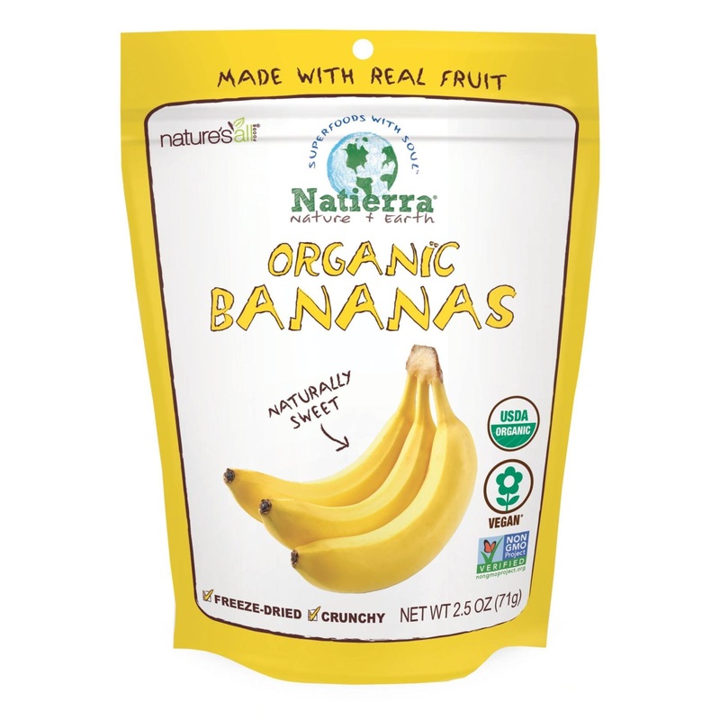 NATIERRA Organic Freeze-Dried Bananas | Non-GMO & Vegan | 2.5 oz Bag