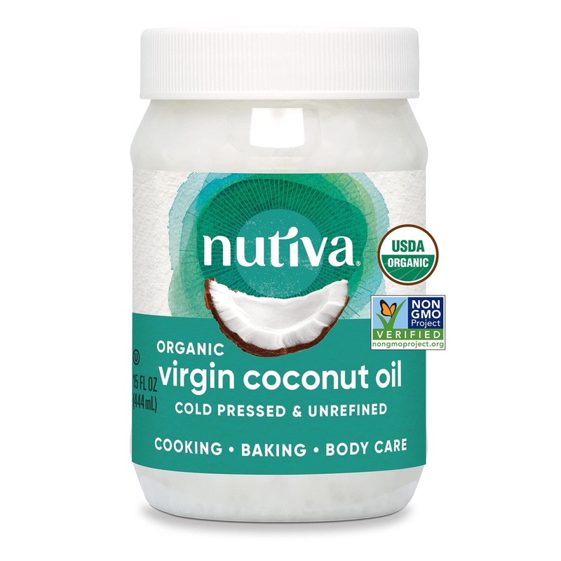Nutiva Organic Cold-Pressed Virgin Coconut Oil 15 Fl Oz – USDA Organic, Non-GMO, Vegan, Keto & Whole30 Approved