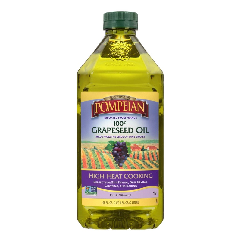 Pompeian 100% Grapeseed Oil – 68 FL OZ for High-Heat Cooking & Baking