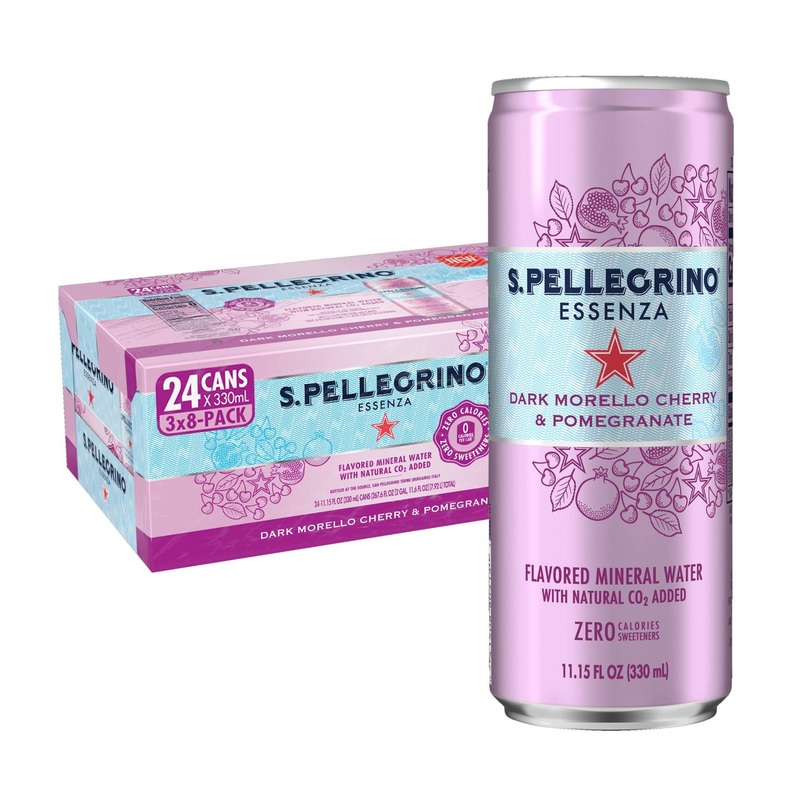 S.Pellegrino Essenza Dark Morello Cherry & Pomegranate Mineral Water – 24 Pack, 11.15 Fl Oz Cans
