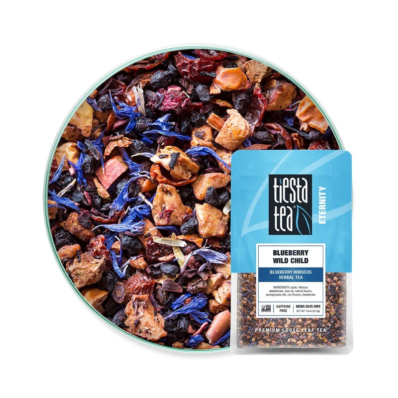Tiesta Tea Blueberry Wild Child – Loose Leaf Hibiscus Herbal Tea, 1.8 oz, Caffeine-Free, 20-25 Cups