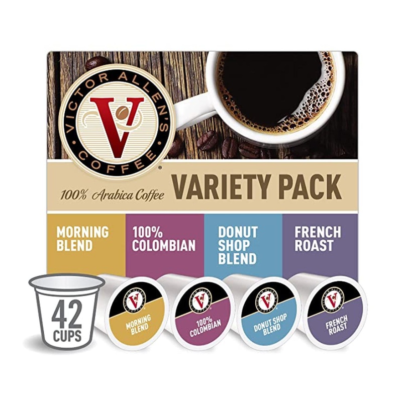 Victor Allen Donut Shop Morning Blend – 42 Count Coffee Pods for K-Cup Brewers – 100% Colombian & French Roast
