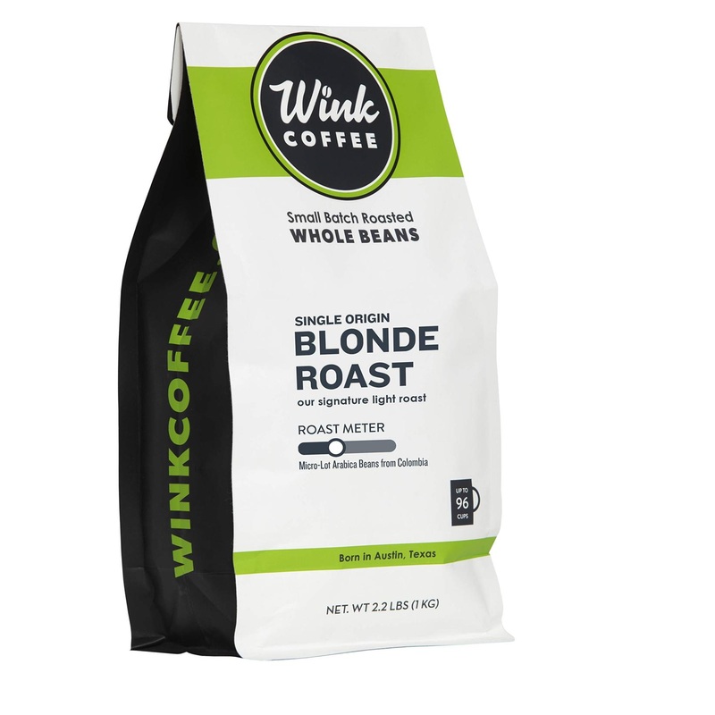 Wink Blonde Roast Whole Bean Coffee – Large 2.2 Pound Bag | 100% Arabica Single Origin Colombian Beans | Smooth, Light, and Complex Flavor