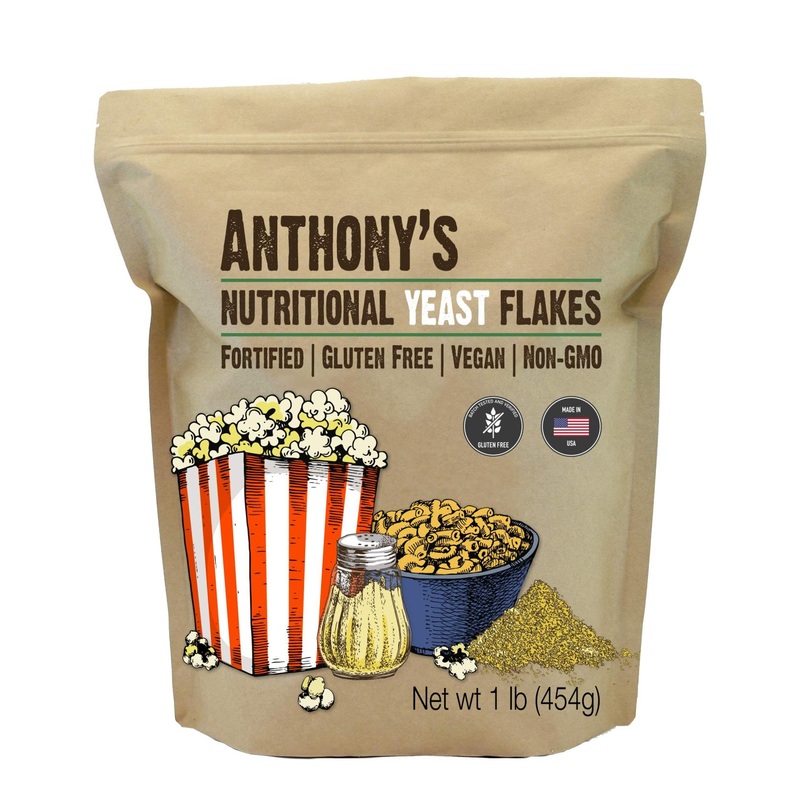 Anthony’s Premium Nutritional Yeast Flakes – 1lb Fortified, Gluten Free, Non-GMO, Vegan