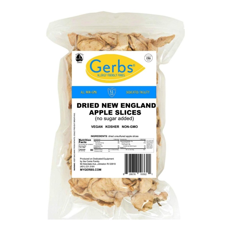GERBS Dried New England Apple Slices 16oz – No Sugar Added, Unsulfured, Allergy-Free Snack