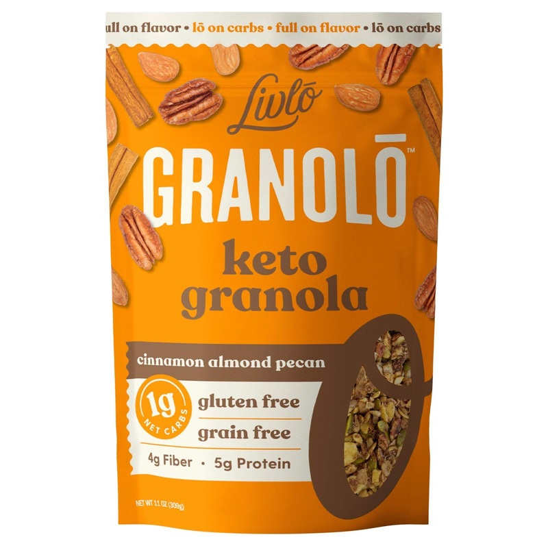 Livlo Keto Nut Granola – 1g Net Carbs, Grain & Gluten Free, Low Carb Snack – Cinnamon Almond Pecan 11oz