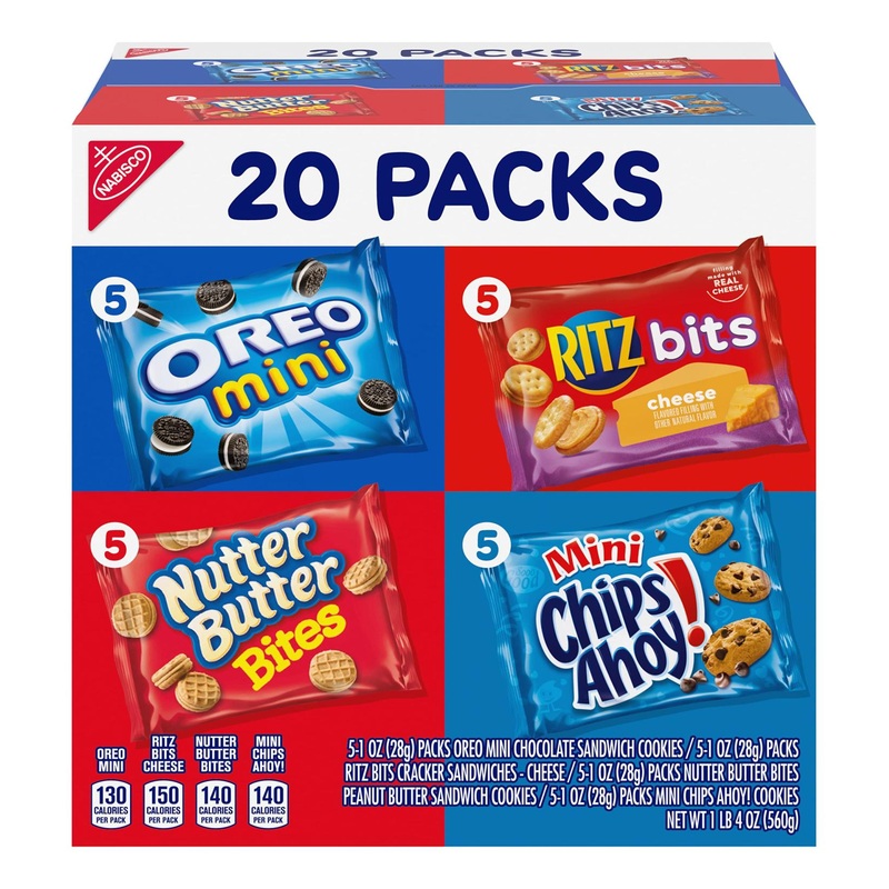 Nabisco Classic Mix Variety Pack – 20 Snack Packs: OREO, CHIPS AHOY!, Nutter Butter & RITZ Bits Cheese