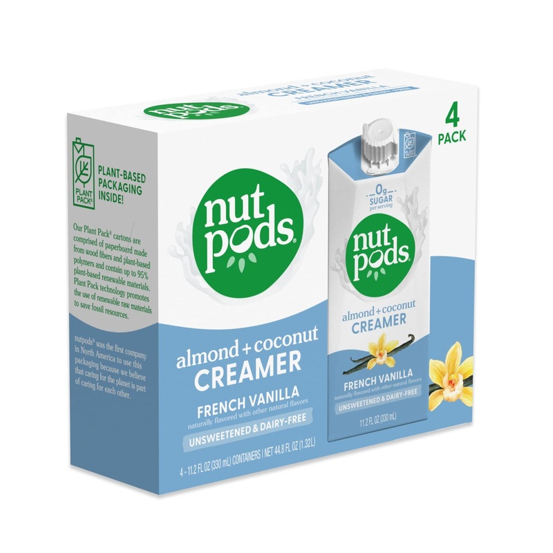 nutpods French Vanilla Creamer 4-Pack | Unsweetened Dairy-Free, Vegan, Whole30, Gluten-Free
