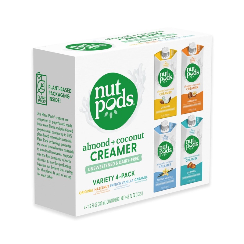 nutpods Variety Pack (4-Pack) Original French Vanilla Hazelnut and Caramel Unsweetened Dairy-Free Creamer Made from Almonds and Coconuts Whole30 Gluten Free Non-GMO Vegan Kosher