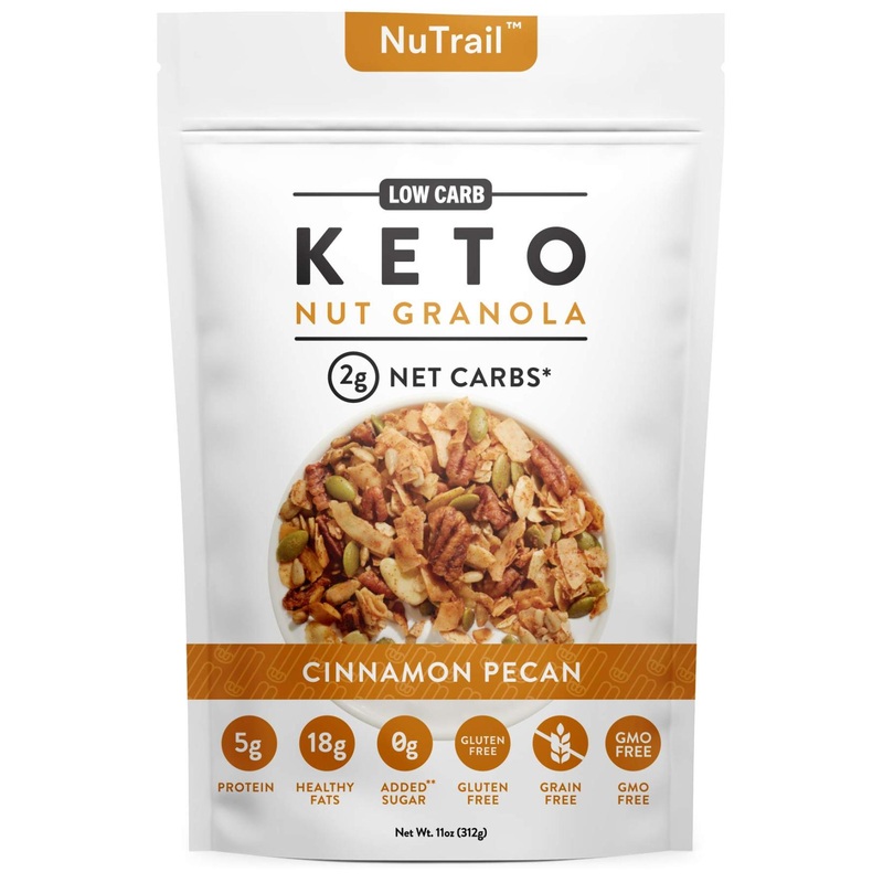 NuTrail Keto Nut Granola – Low Carb Healthy Breakfast Cereal (11 oz) | 2g Net Carbs, Almonds, Pecans & Coconut