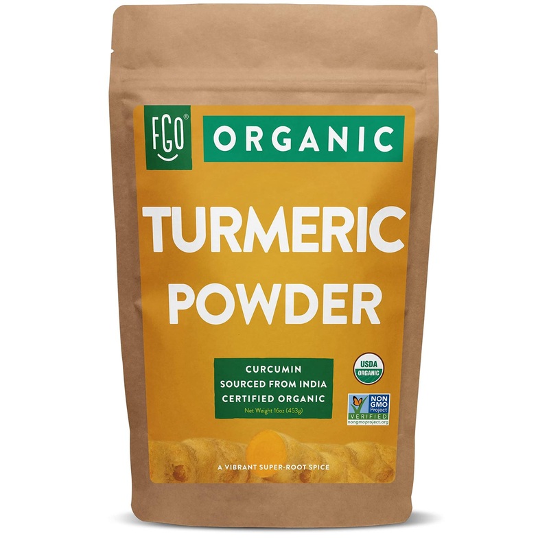 Organic Turmeric Root Powder w Curcumin – Lab Tested, 100% Raw from India – 16oz Resealable Bag by FGO
