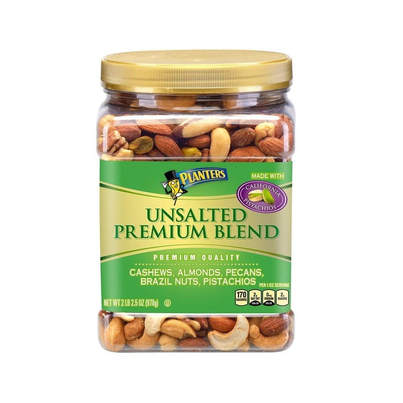 PLANTERS Unsalted Premium Nuts 34.5 oz – Roasted Pistachios, Cashews, Almonds, Hazelnuts & Pecans – No Artificial Flavors, Kosher