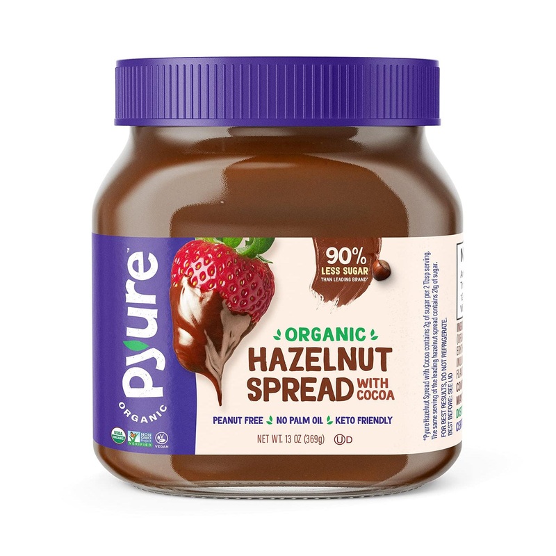 Pyure Organic Chocolate Hazelnut Spread – 90% Less Sugar, Keto-Friendly, Vegan, Gluten-Free, 13oz