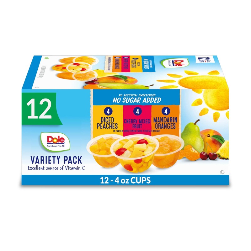 Buy Dole Fruit Bowls Variety Pack – Peaches, Mandarins & Cherries | No Sugar Added, Gluten Free – 12 Cups