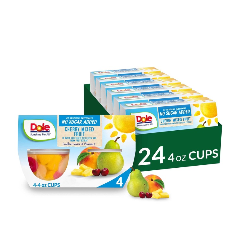 Dole Fruit Bowls Cherry Mixed Fruit  No Sugar Added, Gluten Free Healthy Snack (24 Cups, 4 oz each)