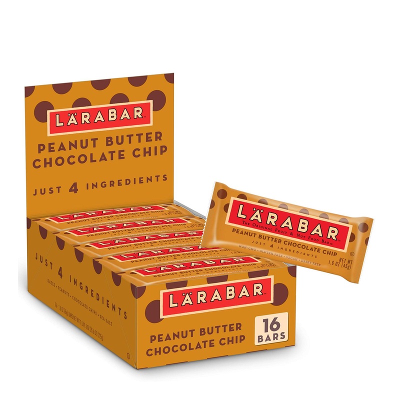 Larabar Peanut Butter Chocolate Chip Bars – Gluten-Free, Vegan, 16 Ct | 1.6 oz Each
