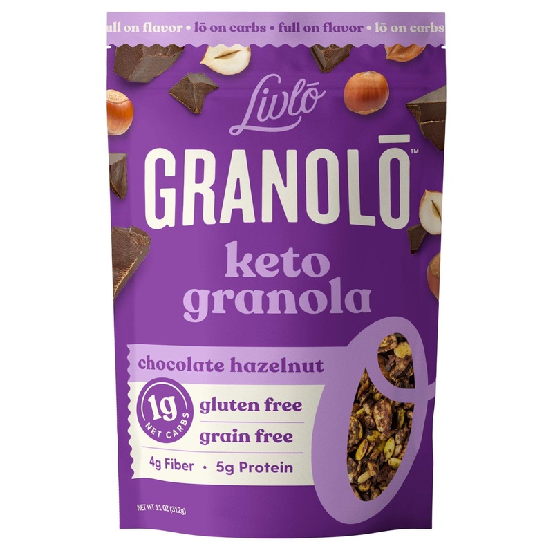 Livlo Chocolate Hazelnut Keto Granola – Low Carb, Grain & Gluten Free Cereal | 1g Net Carbs, Diabetic Friendly 11oz
