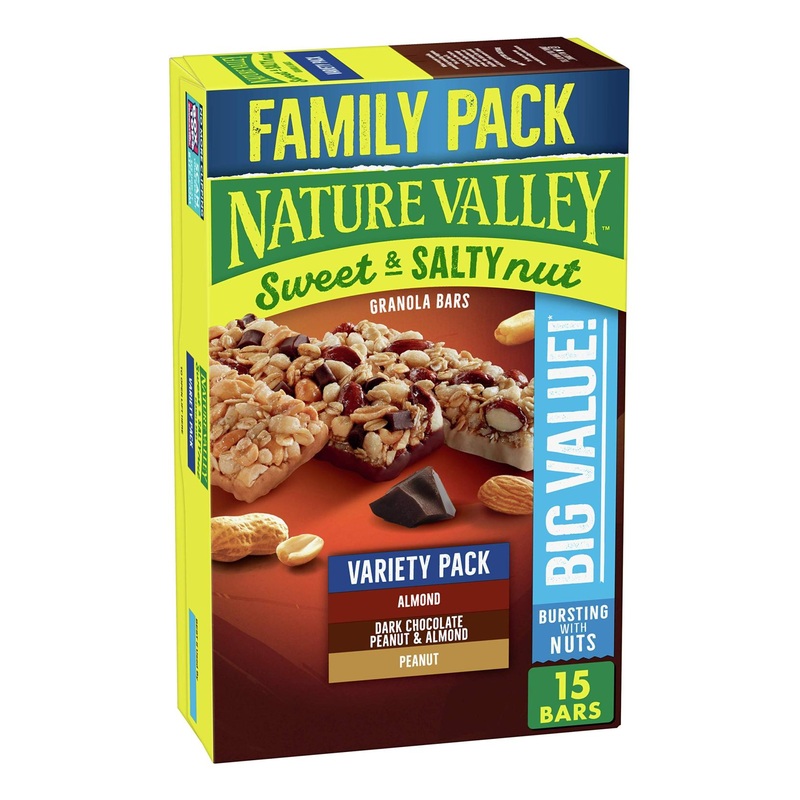 Nature Valley Sweet & Salty Nut Variety Pack – Peanut, Almond & Dark Chocolate Granola Bars (15 ct)