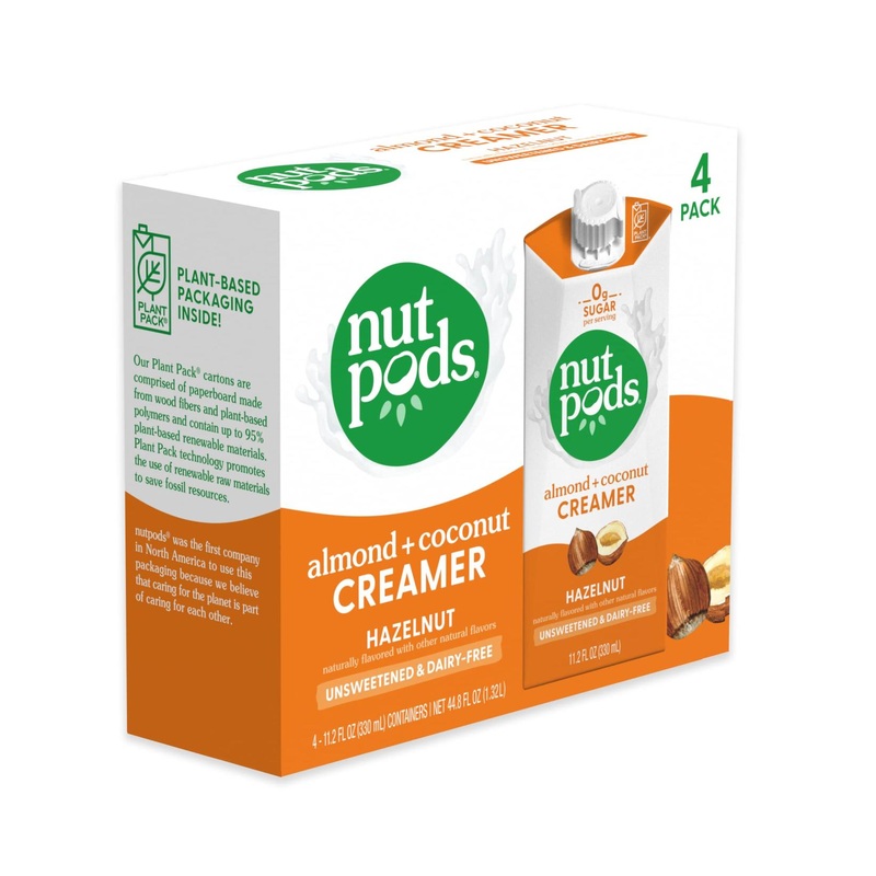 nutpods Hazelnut Creamer 4-Pack – Unsweetened Dairy-Free, Vegan, Gluten-Free, Whole30, Non-GMO
