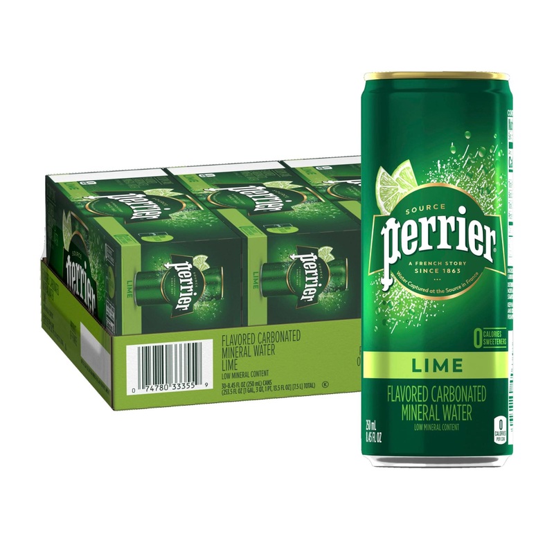 Perrier Lime Sparkling Water 30 Count – Refreshing 8.45 FL OZ Slim Cans