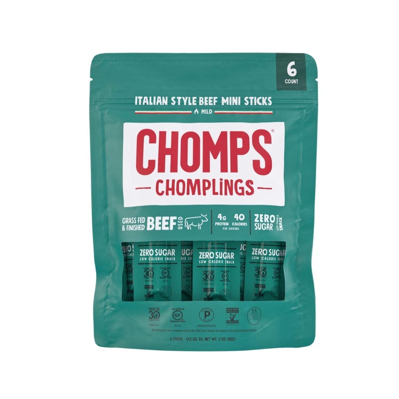 CHOMPS Mini Grass-Fed Beef Jerky Sticks – Italian Flavor, 0.5 Oz Snack