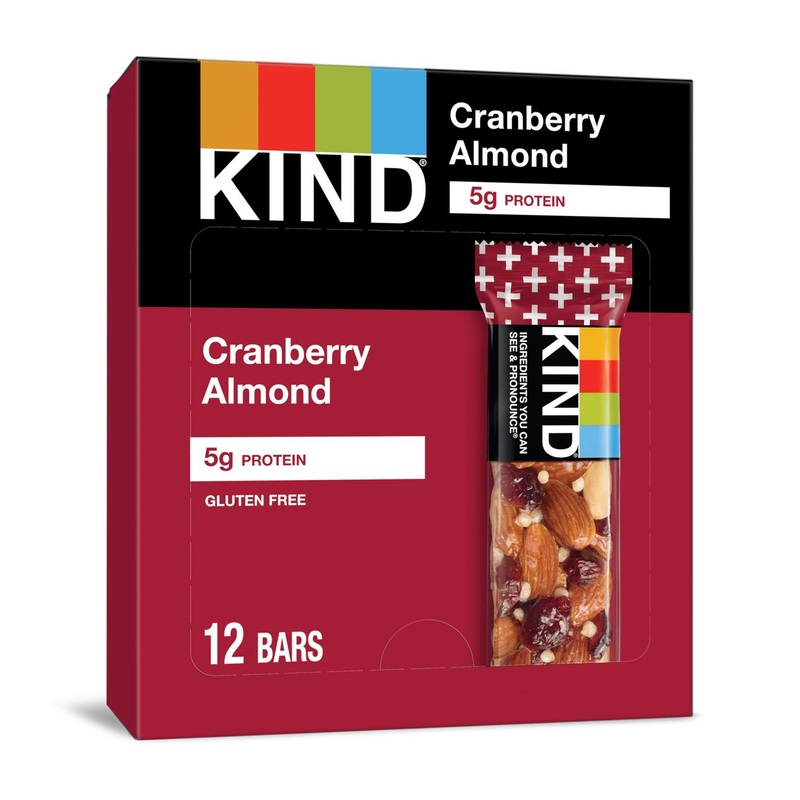KIND Nut Bars Cranberry Almond – Gluten Free, 5g Protein, 1.4oz, 24 Count