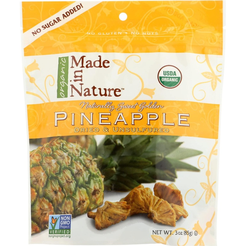 Made in Nature Organic Dried Pineapple – Bold & Gold Supersnacks 3 oz (85 g) | Healthy Snack