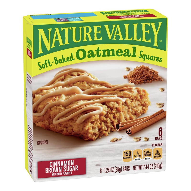 Nature Valley Soft-Baked Oatmeal Squares – Cinnamon Brown Sugar (6 Bars, 1.24 oz) | Healthy Snack