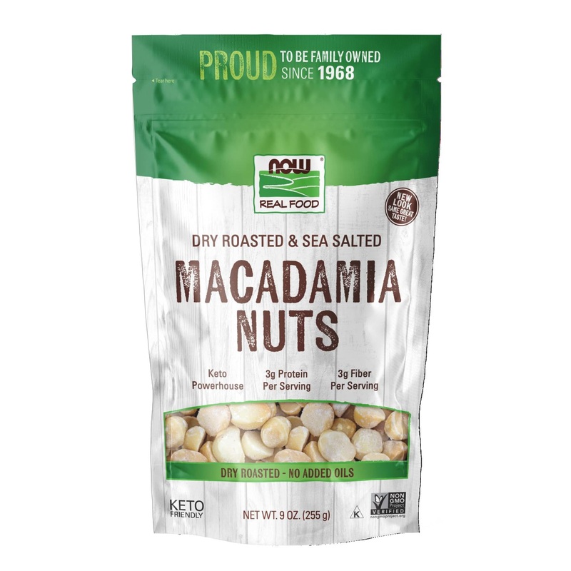 Now Foods Real Food Macadamia Nuts – Dry Roasted & Salted 9 oz (255 g)