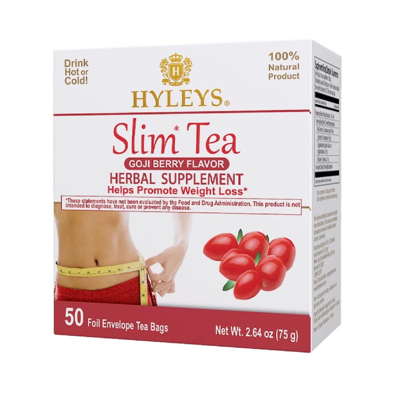 Hyleys Slim Tea with Goji Berry – 50 Tea Bags for Weight Loss, Cleanse and Detox – Herbal Supplement