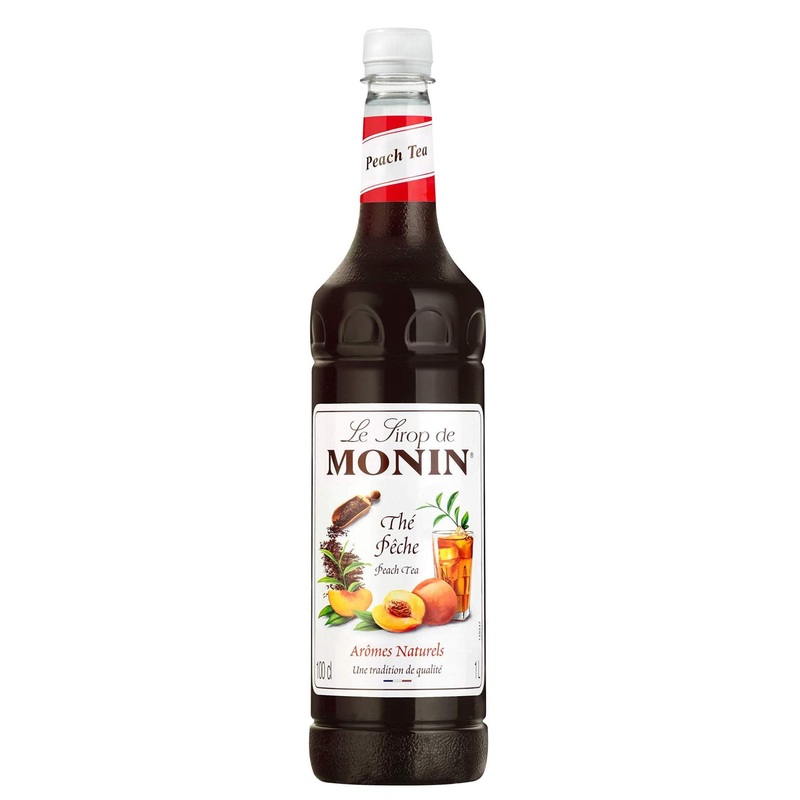 MONIN Premium Peach Tea Concentrate 1L – Vegan-Friendly, Allergen-Free, 100% Natural Flavours – Hot and Iced Teas – Peach 1L (Pack of 1)
