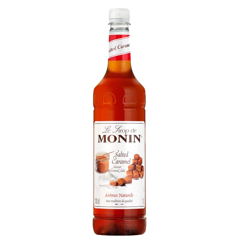 MONIN Premium Salted Caramel Syrup 1L – Vegan-Friendly, Allergen-Free, Natural Flavours – Ideal for Coffee and Cocktails