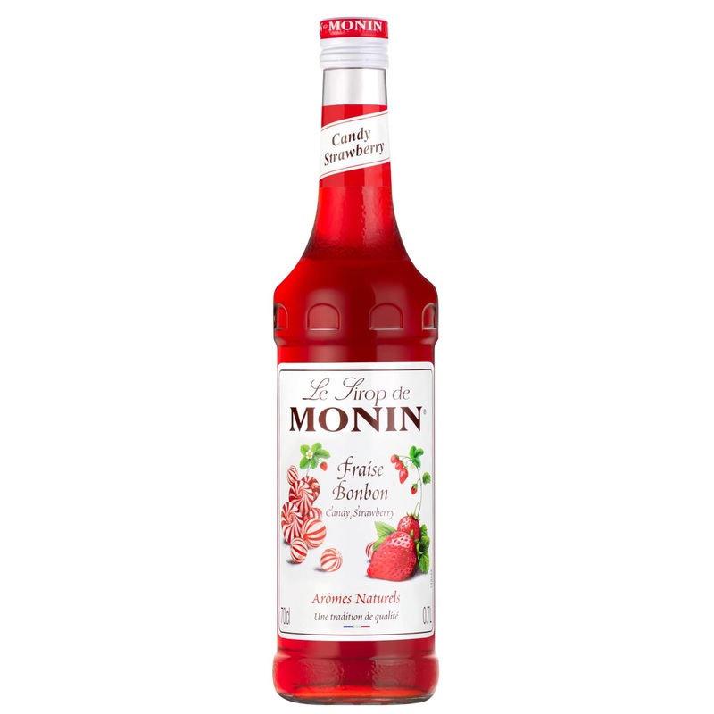 MONIN Premium Strawberry Candy Syrup 700ml – Vegan-Friendly, Allergen-Free, 100% Natural Flavours – Perfect for Cocktails and Mocktails