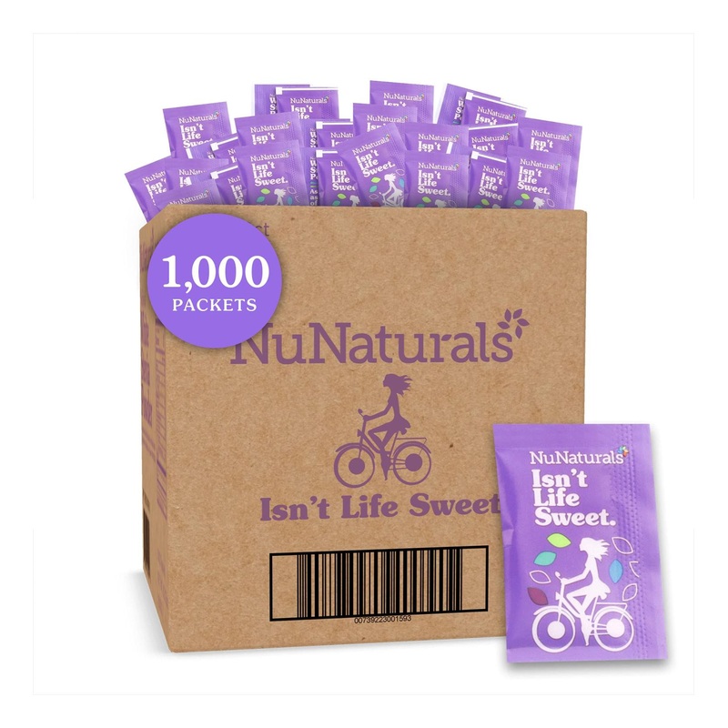 NuNaturals NuStevia White Stevia Powder – 1000 Packets (2.23 lbs) – Natural Sweetener