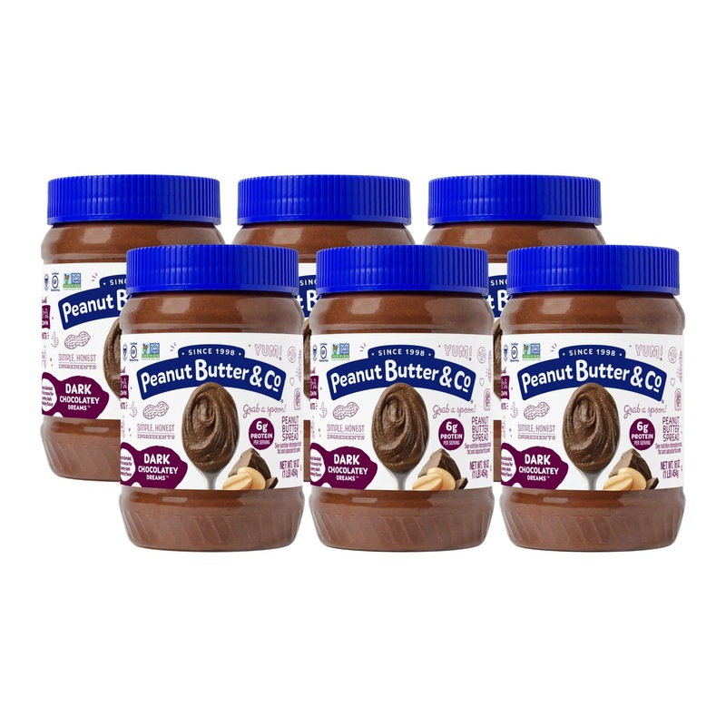 Peanut Butter & Co Dark Chocolatey Dreams – 16oz Pack of 6 | Indulgent Nut Butter