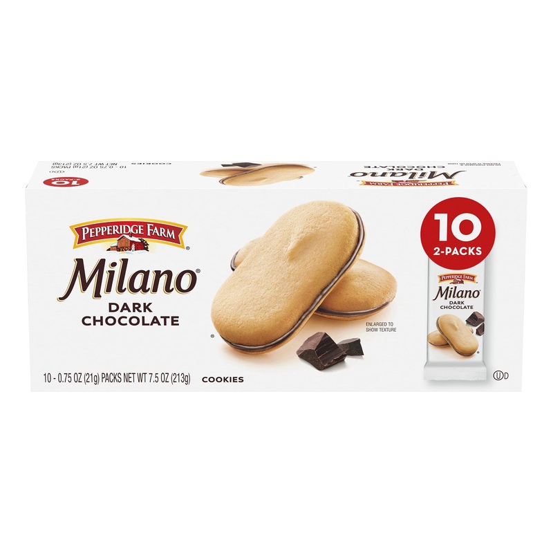 Pepperidge Farm Milano Cookies Dark Chocolate – 10 Packs (2 Cookies per Pack) – 20 Count Total