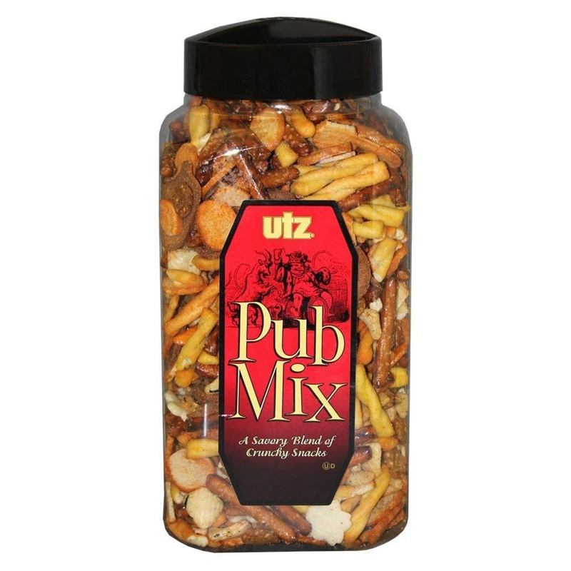 Utz Pub Mix – 44 Ounce Barrel – Savory Party Snack Blend – Resealable Container – Cholesterol & Trans-Fat Free